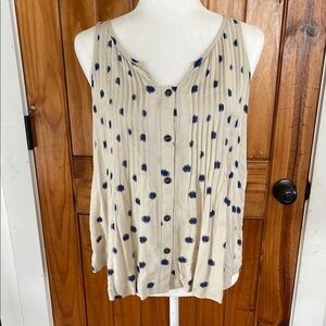 Maeve Saona Tank Top Polkadot Beige tan Blue Sleeveless Small 2-4